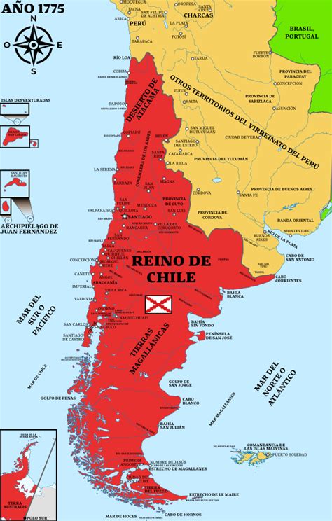 mapa de Chile colonial destacando las principales zonas de producción de trigo y ubicación de molinos