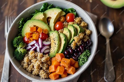 Plato vegano variado y colorido