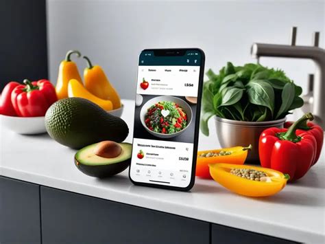 Interfaz de aplicación de recetas veganas con opciones de filtrado y detalles nutricionales
