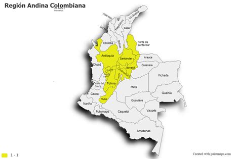 Mapa ilustrativo de la región andina de Venezuela mostrando la zona montañosa y los estados de Mérida, Táchira y Trujillo