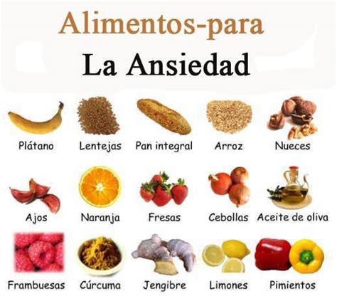 infografía con alimentos beneficiosos para reducir la ansiedad