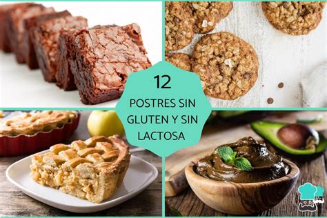 Surtido de postres sin gluten y sin lactosa, como brownies y galletas.