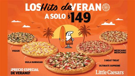 foto de una variedad de pizzas Hot-N-Ready y Crazy Bread de Little Caesars