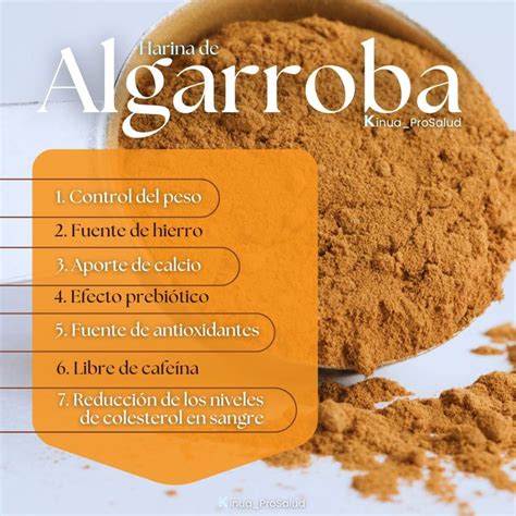 Infografía sobre los beneficios para la salud de la harina de algarroba