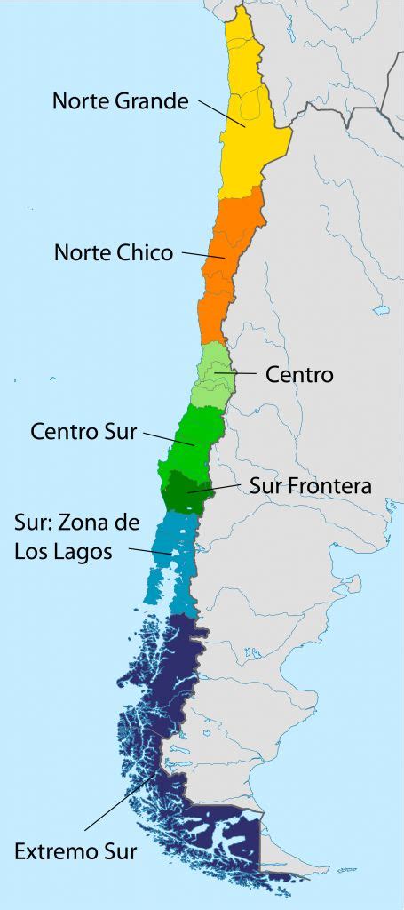Mapa gastronómico de Chile destacando platos de carne por regiones: Norte, Centro y Sur.