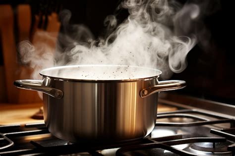 Olla a presión sobre el fuego, con vapor saliendo de la válvula