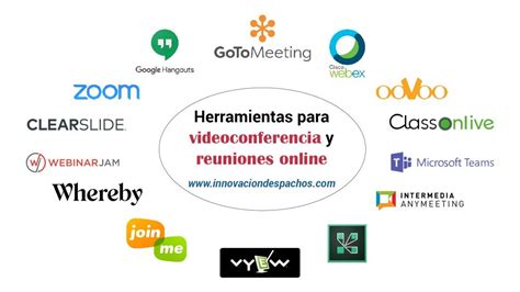 Iconos representando diferentes herramientas de videoconferencia y una conexión a internet estable.