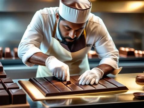 Ilustración de un maestro chocolatero argentino creando chocolate en rama o esquema del proceso de cristalización del chocolate en hebras.