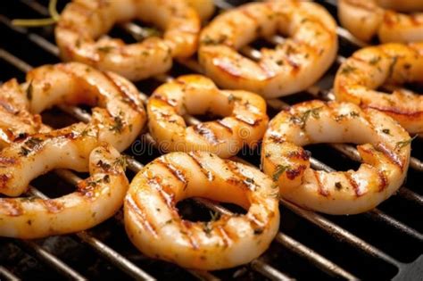 Foto de calamares en la parrilla cocinándose