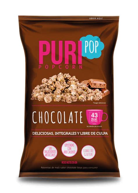 Foto de diferentes bolsas de Puripop popcorn con sus sabores distintivos.
