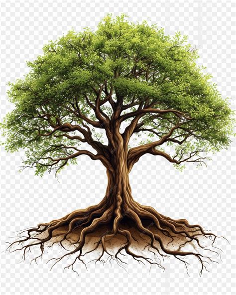 Ilustración de changles creciendo al pie de un árbol en un bosque húmedo