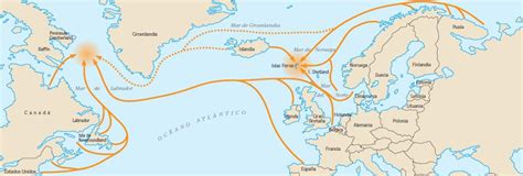 Mapa de las rutas migratorias del salmón atlántico