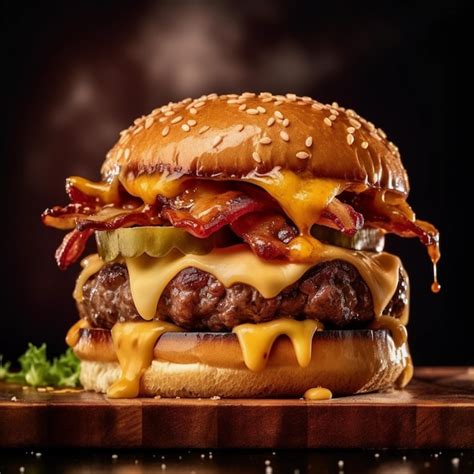 Imagen de una hamburguesa de vacuno con tocino congelada