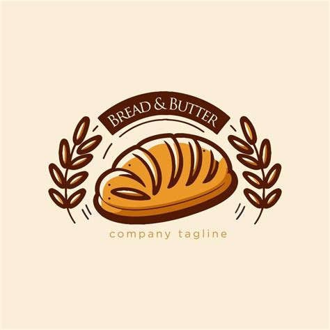 Ilustración abstracta de un logo para panadería con elementos de pan y trigo.