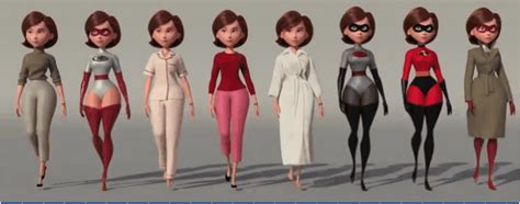 Collage de Helen Parr en diferentes escenas familiares y de acción