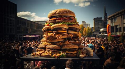 Foto de la ciudad de Swallow Falls cubierta de comida gigante, como hamburguesas y helados