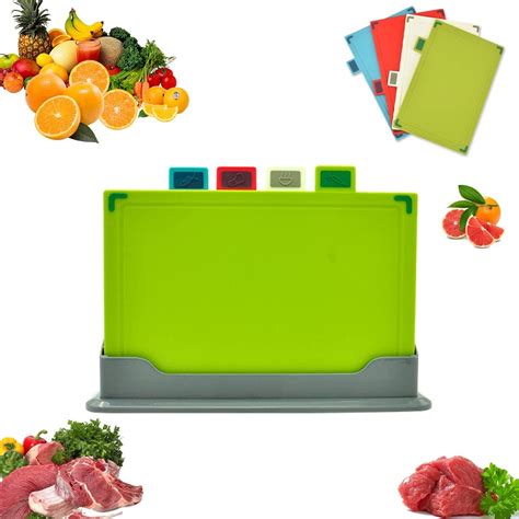 Conjunto de tablas de cortar de colores para la cocina