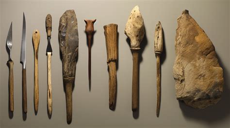 Fotografía de herramientas de piedra tallada encontradas en yacimientos arqueológicos