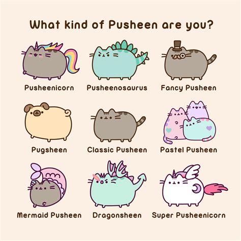 Collage de las diferentes personificaciones de Pusheen (Pusheenicorn, Super Pusheenicorn)