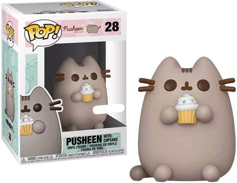 Muestra de productos de merchandising de Pusheen (peluches, figuras Funko Pop)