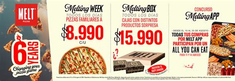 infografía con los combos y promociones de Melt Pizzas