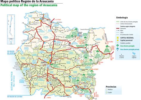 Mapa de la Región de La Araucanía destacando la provincia de Malleco y zonas agrícolas