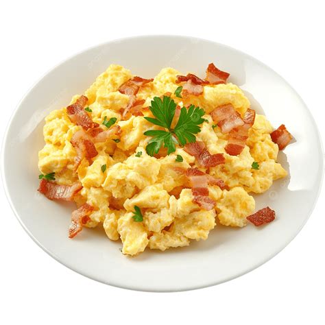 Infografía con los ingredientes para huevos revueltos y tocino al estilo americano.