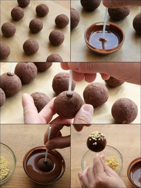 Infografía con diferentes opciones de cobertura y decoración para cake pops