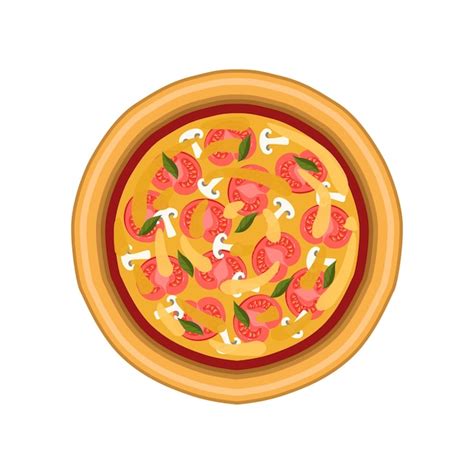 Ilustración de una pizza casera recién horneada con bordes dorados y queso burbujeante.