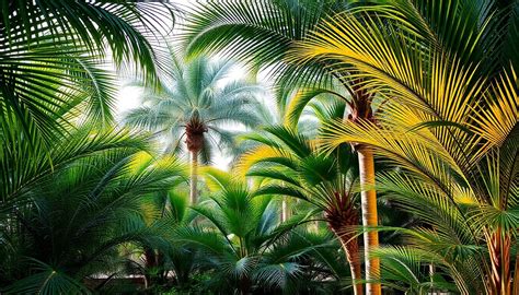 Ilustración de varias especies de palmeras de las que se extrae el corazón de palma.