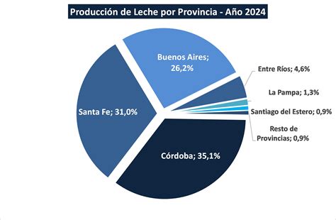 Infografía o gráfico que muestre la distribución de la producción láctea argentina por tipo de producto o principales destinos de exportación