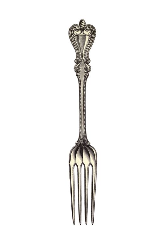 Ilustración de un tenedor antiguo con gemas