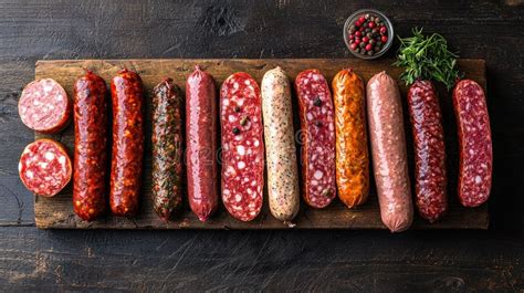 Variedad de salchichas alemanas en un mercado tradicional