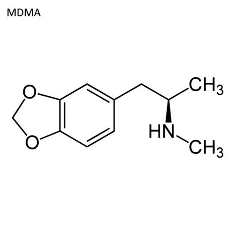 Esquema de la estructura química de la MDMA