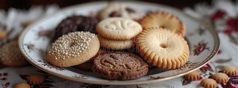 Galletas variadas en un plato, mostrando diferentes formas y texturas