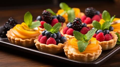 Mesa con diversas tartas dulces light, coloridas y apetitosas