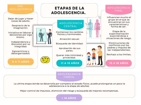Esquema de las etapas de desarrollo adolescente y la influencia de la sexualidad