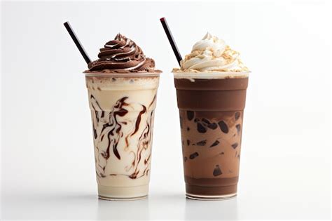 Chocolate mexicano frappé en un vaso con popote