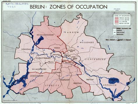 Mapa histórico de las zonas de ocupación aliadas en Berlín y ubicación del cuartel general de Zhúkov en Karlshorst
