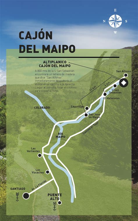 Mapa de ubicación de El Manzano en el Cajón del Maipo