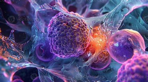 Microfotografía de una célula beta mostrando gránulos de insulina.
