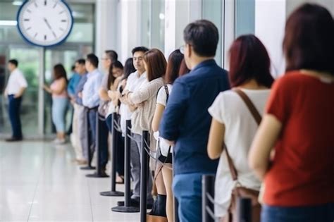 Grupo de vendedores ambulantes esperando en fila en un andén del metro