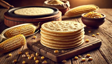 Foto de granos de maíz nixtamalizados en una tortillería y tortillas de maíz recién hechas