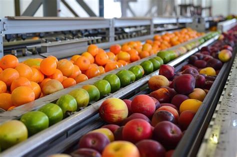 Infografía que muestra el flujo de clasificación de frutas desde la entrada hasta el empaquetado final por calibres