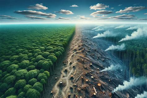 Ilustración que muestra la conexión entre la ganadería industrial, la deforestación y la contaminación.