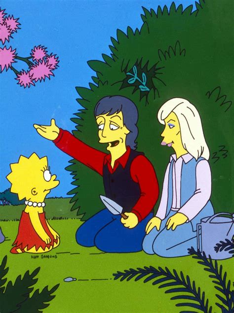 Ilustración de Paul y Linda McCartney junto a Lisa Simpson en 