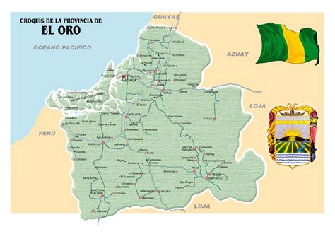 Mapa de ubicación de la Provincia de El Oro y zonas camaroneras principales
