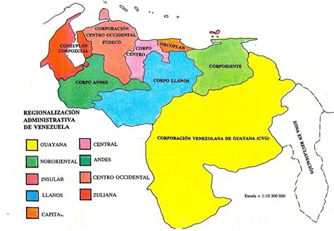Mapa de Venezuela con regiones gastronómicas resaltadas