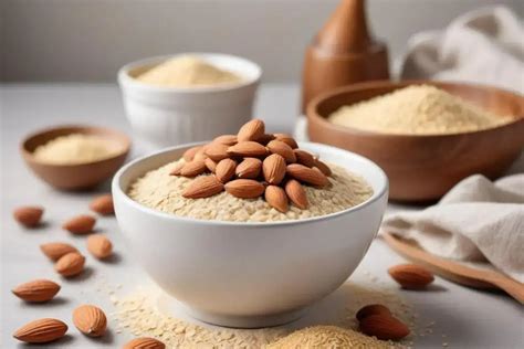 Bol con harina de almendra y almendras enteras