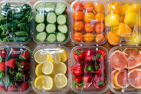 Ilustración de verduras frescas envasadas en mallas rejilla